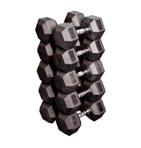 Haltères Héxagonaux en caoutchouc Body-Solid 1-10kg HEXDU1-10