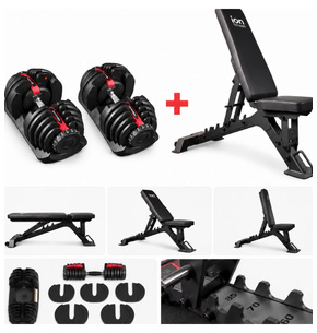 Haltères Réglables ION fitness 5 à 40 kg (Paire) et  Banc de Musculation Réglable MB3000