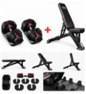 Mancuernas Ajustables ION fitness 5 kg a 40 kg (par) + Banco Banco Multiposición MB3000 