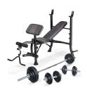 Banc de musculation Marcy BE1000 + Barre, Disques et Haltères - 50kg Banc de musculation Marcy BE1000 + Barre, Disques et Haltères - 50kg